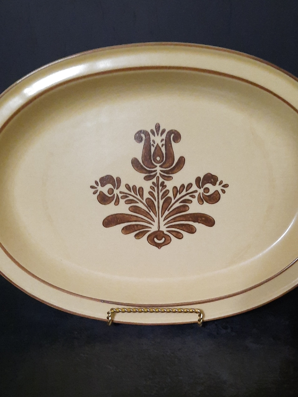 Vintage Pfaltzgraff Yellow and Brown Floral Serving Platter